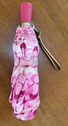 コーチCOACH 雨傘　折りたたみ傘　シグネチャー　＜中古＞
