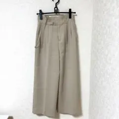 NOBLE ベージュ ワイドパンツ プリーツ入り　S 34