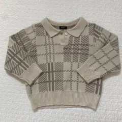 【韓国子供服】aosta 襟付き　カラー　ニット チェック ベージュ
