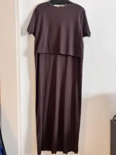 マタニティ・授乳服　半袖　ダークブラウン　ワンピース