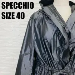 SPECCHIO 光沢ロングコート フード 40 シャイニー素材 撥水 2404