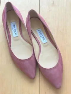 JIMMY CHOO スエード フラットパンプス ピンク 37.5のサムネイル