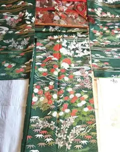 華やかグリーン古典柄　金駒刺繍　振袖フルセット　美品　丈156 裄66