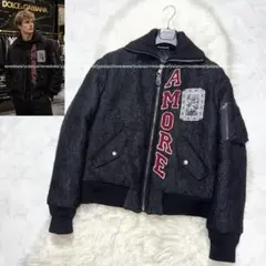 美品 ドルチェ＆ガッバーナ ミラー装飾 フローラル ボンバー ジャケット 黒のサムネイル