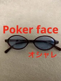 Poker face オーバル型 サングラス 赤　人気のブルーレンズのサムネイル