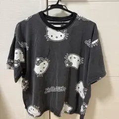 Hello Kitty グレー Tシャツ Lサイズ　ゼブラ柄　ギャル　サンリオ