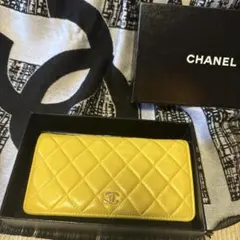 香奈兒Matelassé黃色長款錢包