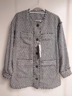 新品　ノーカラージャケット　ツイード