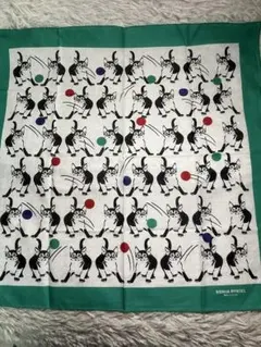 ✨SONIA RYKIEL 猫柄ハンカチ 水玉入り 未使用✨