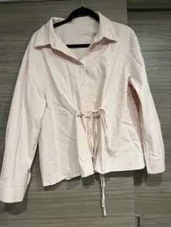 薄いピンク 長袖シャツ ウエストリボン付き⭐︎未着用