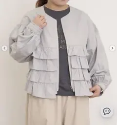 Samansa Mos2 サマンサモスモス　フリルジップブルゾン グレー