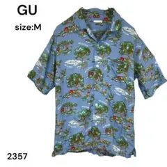 GU ジーユー　シャツ　トップス　Ｍ　半袖　総柄　おしゃれ　夏　レーヨン