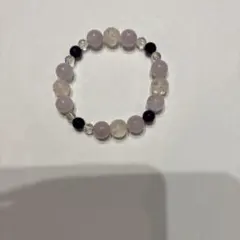 天然石ブレスレット ローズクォーツ アメジスト 彫刻水晶 デザインブレス