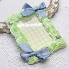 トレカケースデコホイップデコB8 y2k ガーリー 黄緑×白 ミントグリーン水色