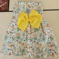 【新品】花柄ドレス・イエローリボン付き 小型犬 M