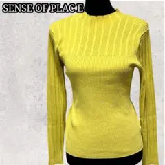 【SENSE OF PLACE】リブハイネックニット オーカー　フリーサイズ
