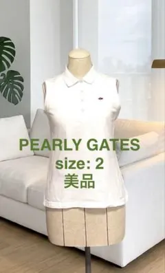 パーリーゲイツ サイズ2 かのこポロシャツ ノースリーブ ホワイト