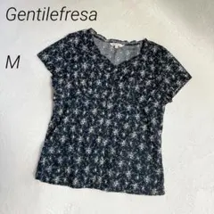 Gentilefresa　花柄　シャツブラウス　半袖　フリルVネック 　コットンのサムネイル