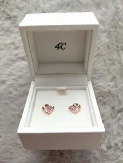 4°C ハート型ピアス ピンクゴールド