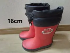 16cm 赤 防寒長靴 レインブーツ　ライトニング・マックイーン　車柄