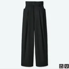 UNIQLO U ユニクロ ハイウエストツータックパンツ 64 ブラック 黒