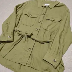 極美品!!OPAQUE.CLIP TOKYOオリーブ色シャツ 40　リボン