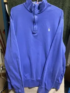 ポロラルフローレン　ハーフジップ　スウェット　トレーナー　古着　90s 青紫