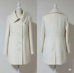 INDIVI JAPAN アイボリー ボタン付きコート Aラインシルエット
