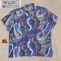 極美品 AVANTI シルク100% アロハシャツ ハワイアンレイ柄 夏物のサムネイル