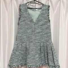 即発送★ SNIDEL Vネックツイードジャンスカ グレー 0サイズ