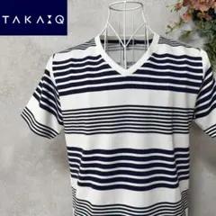 【新品】TAKA Q タカキュー 半袖Tシャツ ボーダー Vネックのサムネイル
