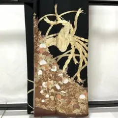 ⭐︎b862+b833 正絹　黒留袖　比翼付　五つ紋　鳳凰　金駒刺繍　金箔美品着物 ⭐︎b862+b833 正絹 黒留袖 比翼付 五つ紋 鳳凰 金駒刺繍 金箔美品着物