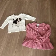 Ralph Lauren 犬刺繍セーター 9Mピンクカーディガン18M2点set