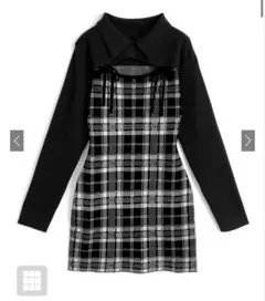 GRL チェック柄フロントオープンリボンニットミニワンピース[ru1373]