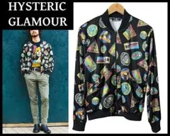 極美品 ヒステリックグラマー 80s ポップ 総柄 MA-1 ジャケット 黒 M