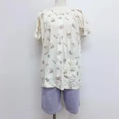 新品14658アイスクリーム柄半袖パジャマ白紫140cm 半袖ハーフパンツセット