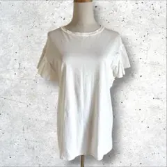 ケティシェリー フリル袖 カットソー Tシャツ M ホワイト コットン100%のサムネイル