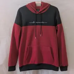 美品】SHEIN シーイン フード付きパーカー レッドブラック Ｍサイズのサムネイル