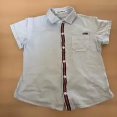 familiar 半袖シャツ 120 水色 ストライプ