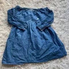 ポロベイビー　POLO 長袖デニムワンピース　フリル　美品　100