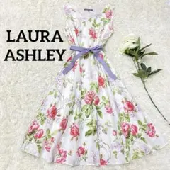 【LAURA ASHLEY】 ロングワンピース ノースリーブ 花柄 13号