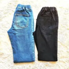 【150cm】GU ソフトデニム イッカ ブラック スリムパンツ 女の子
