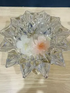 クリスタルガラスの器と浮花ろうそくのセット 置物のサムネイル