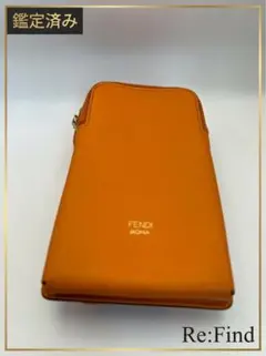 【美品】FENDI フェンディ スマホケース ポーチ ストラップ付き オレンジ
