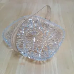 **ガラス製の盛り皿*持ち手つき*HOYAガラス*長期保管品*未使用品*のサムネイル