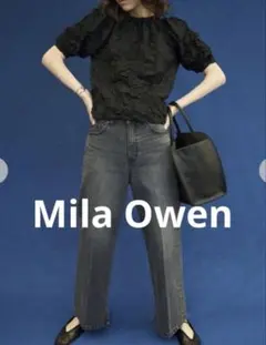 Mila Owen ミラオーウェン インサイドスリット バギーデニムパンツ