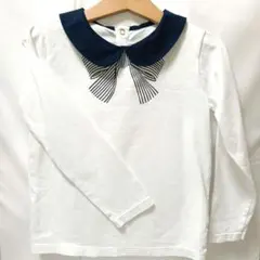 JACADI 長袖カットソー 116cm 女の子用 リボン ホワイト ジャカディ