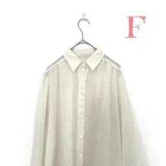 【ヴィンテージ】シアードットブラウス アイボリー 古着 透け感 ふるじょ レトロ