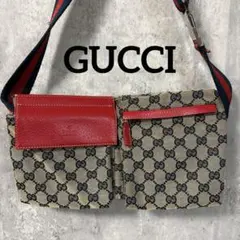 【希少カラー】グッチ GUCCI GGキャンバス シェリーライン ボディーバッグ