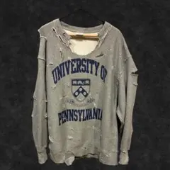 ダメージスウェット　リメイク　アメカジ　1点もの